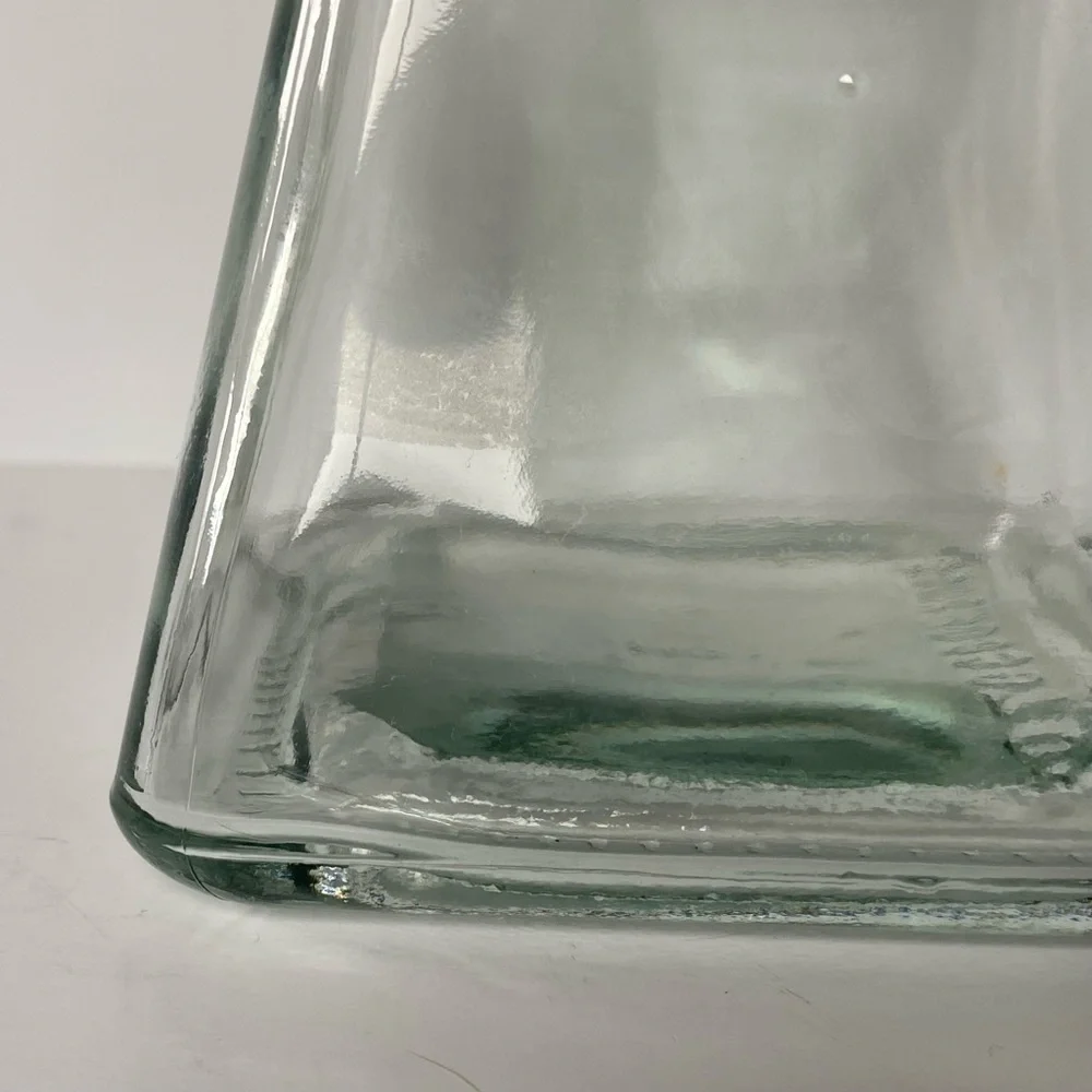Glass Bulb Vase Square Clear With Flared Top 5” Tall EUC Flower Floral Flared